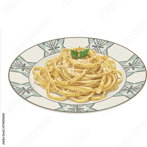 Fettuccine Alfredo Vector Icon with Transparent Background