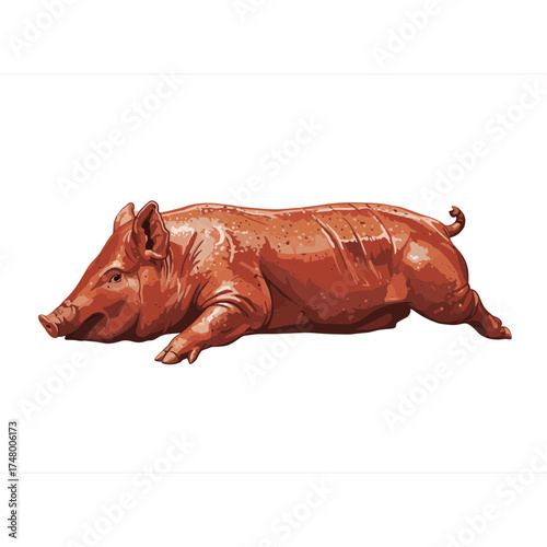 Traditional Filipino Roast Pig, Lechon Vector Illustration, Warm and Festive