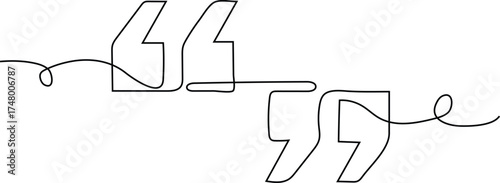 single line art of  inverted commas Speech mark vector illustration