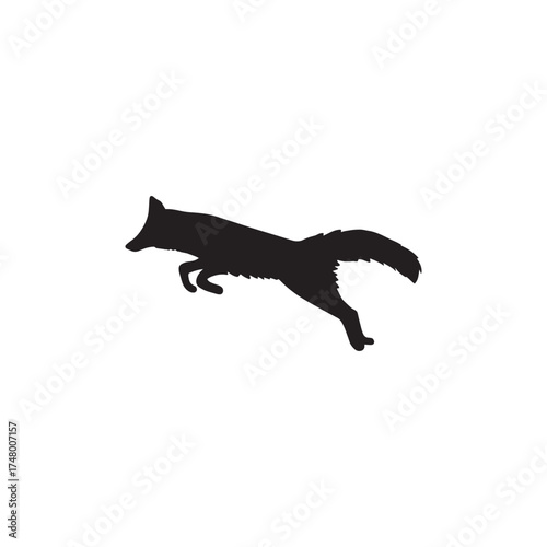 Minimal fox silhouette vector in black and white design. Perfect for wildlife logos, nature branding, and modern animal illustrations.