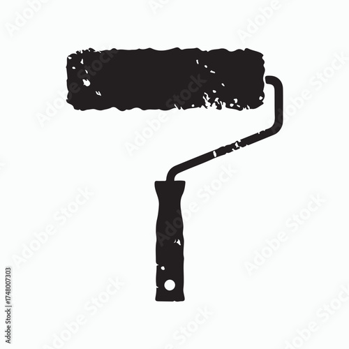 Paint Roller in Action: An artistic depiction of a paint roller applying a stroke of black paint, capturing the essence of creation and transformation.