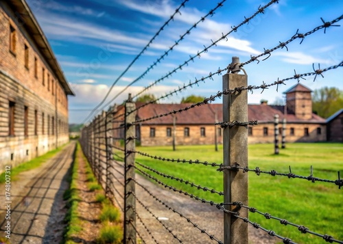 Barbed wire surrounding Auschwitz concentration camp
