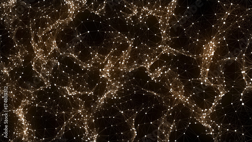 Digital dynamic wave of particles. Abstract fire futuristic background. Big data visualization. 3D rendering.