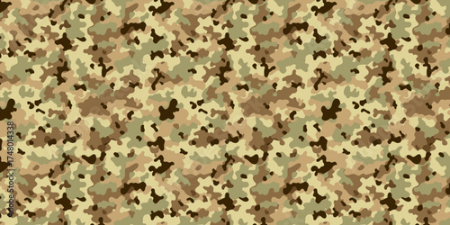 Seamless camouflage pattern design for army military clothing, textile fabric, and uniform printing with tactical style and outdoor usage