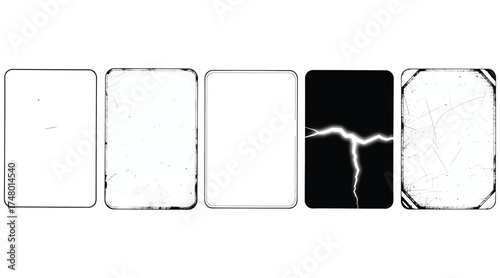 Vector art of a set of distressed frame templates with grunge and crack textures, perfect for creating vintage or worn effects on photos and designs