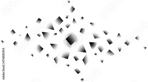 Vector art of abstract geometric background, featuring a dynamic arrangement of shattered and fragmented shapes, creating a modern and visually striking design