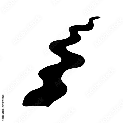 Abstract black wavy path or river flow with a smooth winding design