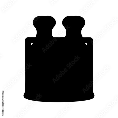 Black silhouette of binoculars with visible handles, a cylindrical base and eyepieces