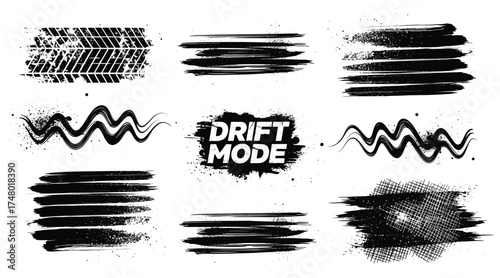 Vector art of grunge brush strokes collection set of black paint, ink brush strokes, lines dirty artistic design elements vector illustration, perfect for your design