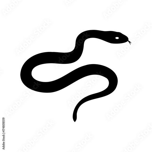 Striking black silhouette of a serpent with a distinctive forked tongue