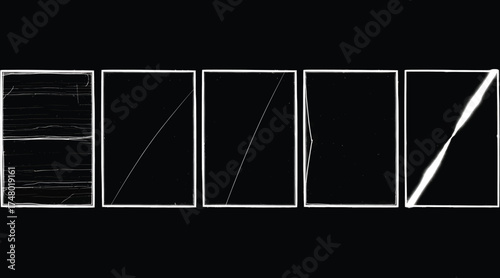 Vector art of a series of five abstract monochrome images, each featuring a unique geometric pattern against a stark black backdrop, creating a visually intriguing composition with a modern aesthetic