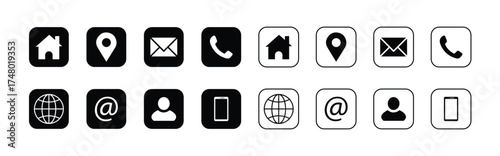 black Web icon set. Contact icons set vector illustration. 