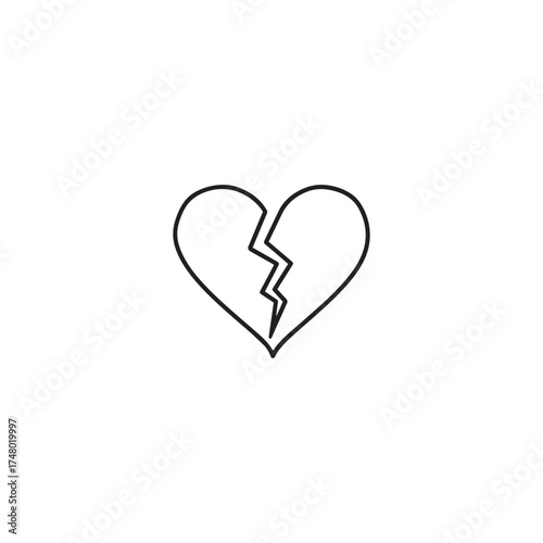 Vector art of a single broken heart, symbolizing heartbreak and sadness