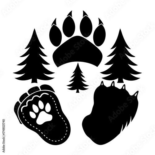 Bear claw  vector clean black silhouette design white background
