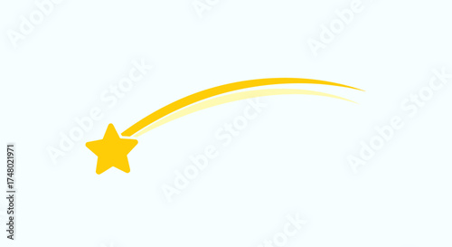 Vibrant yellow shooting star with a graceful luminous trail against a light sky, symbolizing wishes
