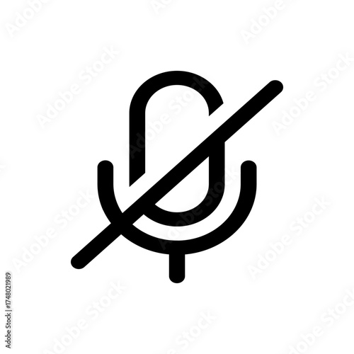 Illustration of a muted microphone with a line through it indicating the audio is turned off or unavailable