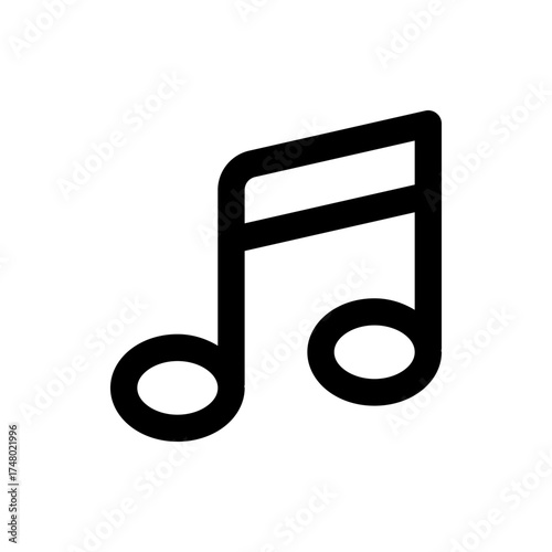 Illustration of a musical note with two flags and two note heads in a simple black and white design style