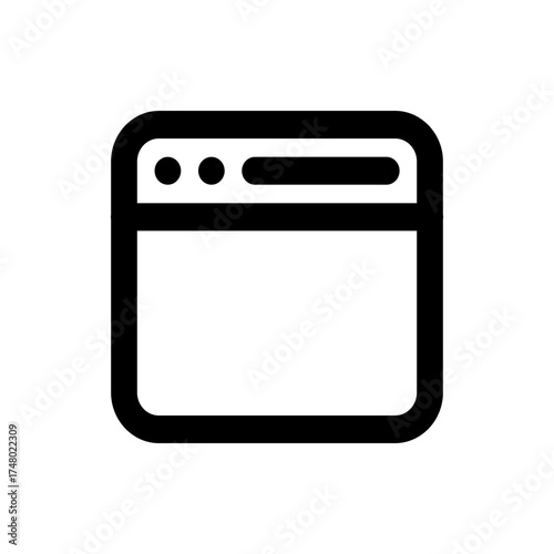 Illustration of a simple browser window icon with rounded corners and three dots on the top left corner