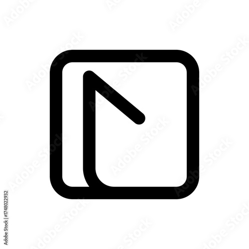 Black outlined square with rounded corners containing an arrow pointing to the upper left corner inside it