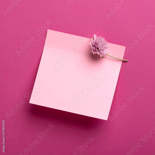 Pink sticky note with small flower
