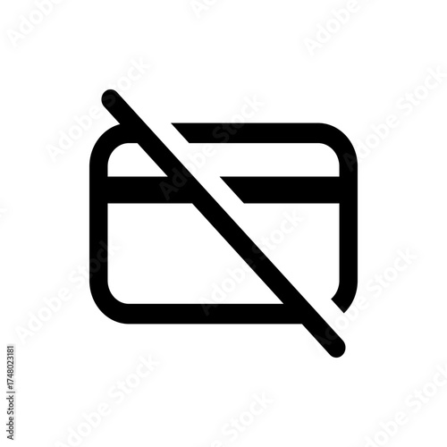 Illustration of a storage box with a line through it indicating storage is not allowed or disabled icon