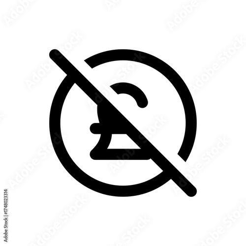 Black and white illustration of a pound symbol inside a circle with a diagonal line through the symbol