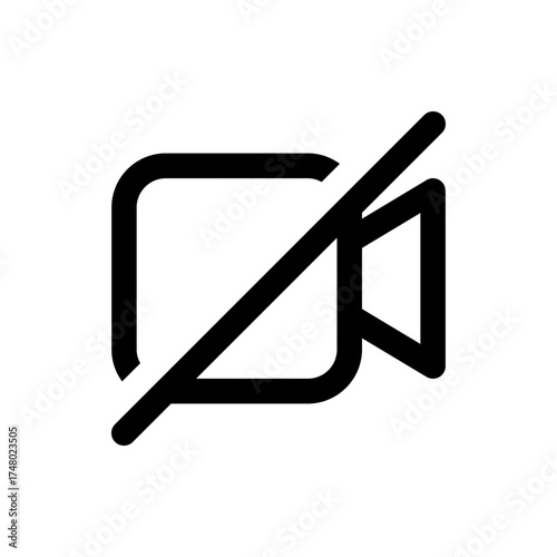 Illustration of a video camera icon with a diagonal line indicating video is disabled or turned off symbol