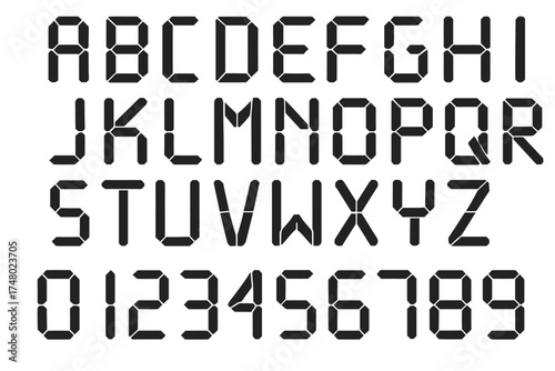 Digital style alphabet and numerals in led display format