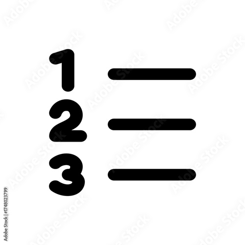 Illustration showing a numbered list with numbers one two and three and horizontal lines in black color