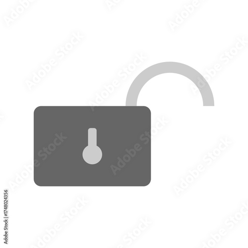 Unlock Symbol: Grey Padlock Icon on White Background, Representing Security, Access, and Freedom