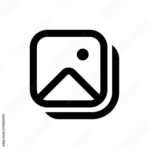 Illustration of a black pi symbol with rounded edges isolated on a white background in a simple style