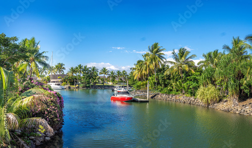 Fototapeta Naklejka Na Ścianę i Meble -  Waterways in the resort town of Port Denarau, Viti Levu Island, Fiji, South Pacific Ocean