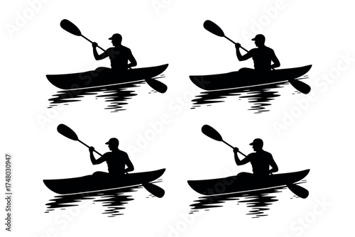 Kayaking Adventure Silhouette of a Person Paddling a Kayak on Reflective Water