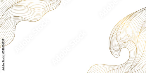 Luxury abstract vector background, golden wave lines, soft gradient, Japanese luxury template, bright premium design. Award banner, VIP card, festive poster.