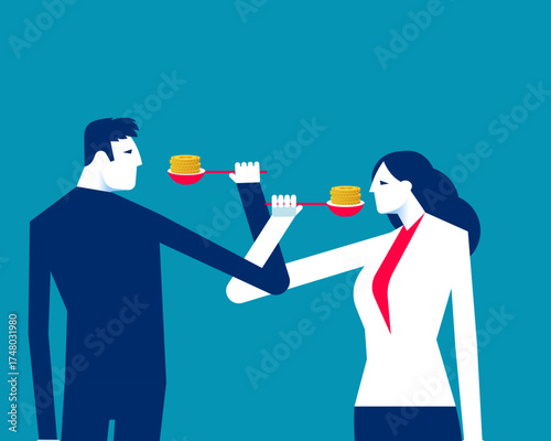 Corruption. Two business person or politicians are fighting over money