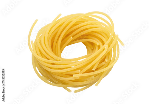Cuadro en lienzo Isolated uncooked vermicelli pasta nest ready for the kitchen, italian and fresh