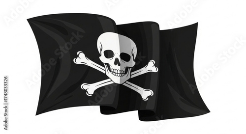 Pirate flag with skull and crossbones symbol of piracy, danger, and adventure vector illustration of a black flag