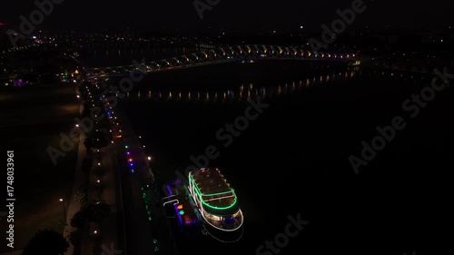 Atal Bridge, Ahmedabad City, Night View, Ahmedabad, Gujarat, India.