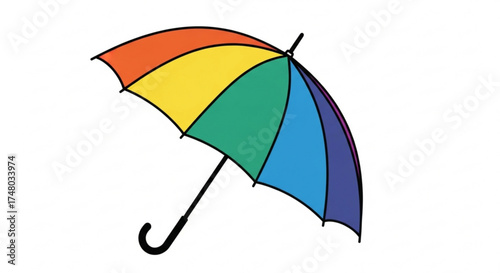 Illustration of a colorful umbrella, perfect for weather forecasts, rainy day themes, or cheerful design elements, and more