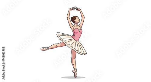 An elegant ballerina, gracefully executing a pose, showcasing the beauty and artistry of ballet dance and performance