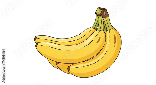 A vibrant bunch of ripe bananas, showcasing their smooth yellow skin and inviting curves, a healthy and delicious treat