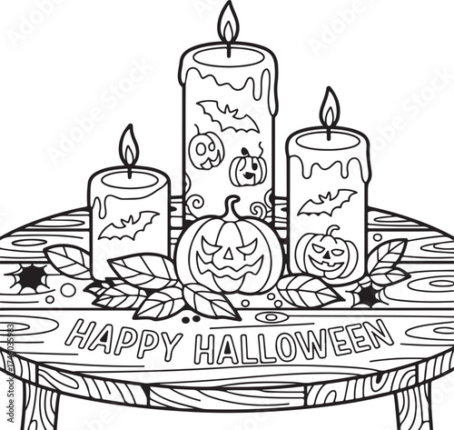 halloween candle coloring page design