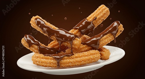 Churros with Chocolate Sauce - Sweet Dessert