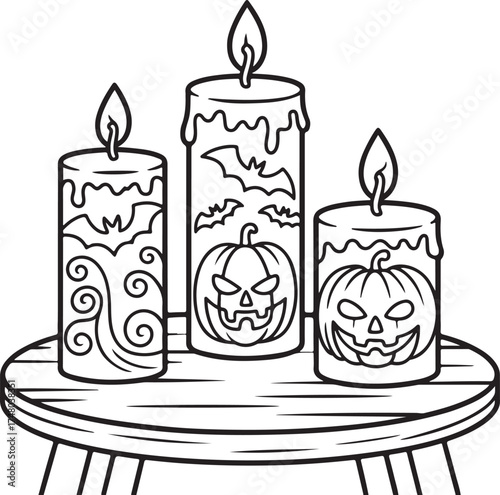 halloween candle coloring page design