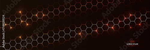 Futuristic gold tech background hexagon honeycomb pattern, realistic geometric vector bg for abstract digital art, game graphics, technology, medicine, science, bio.