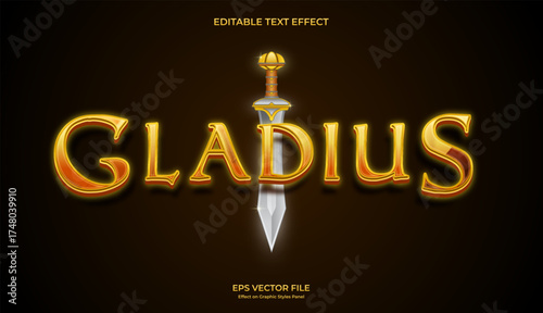 decorative gladius sword editable text effect design