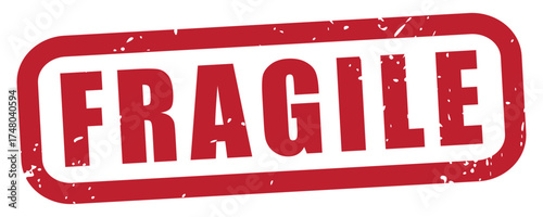 fragile text with a rubber stamp effect, distressed grunge texture, shipping, packaging, caution, handle with care, transparent background, red grunge rubber stamp, isolated vector,