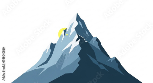 Illustration of a mountain peak, capturing the majesty of nature, adventure, and the challenge of mountaineering in a simple design