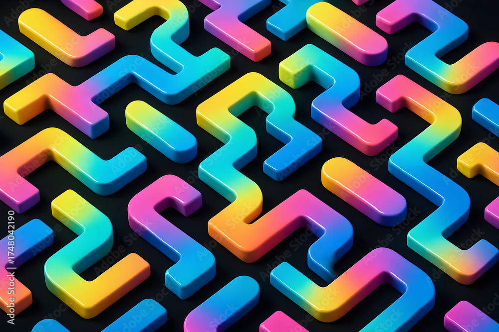 Fototapeta premium Modern Geometric Pattern with Colorful Gradient Shapes on Dark Background
