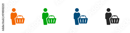 Shopper icon. Solid vector icon.